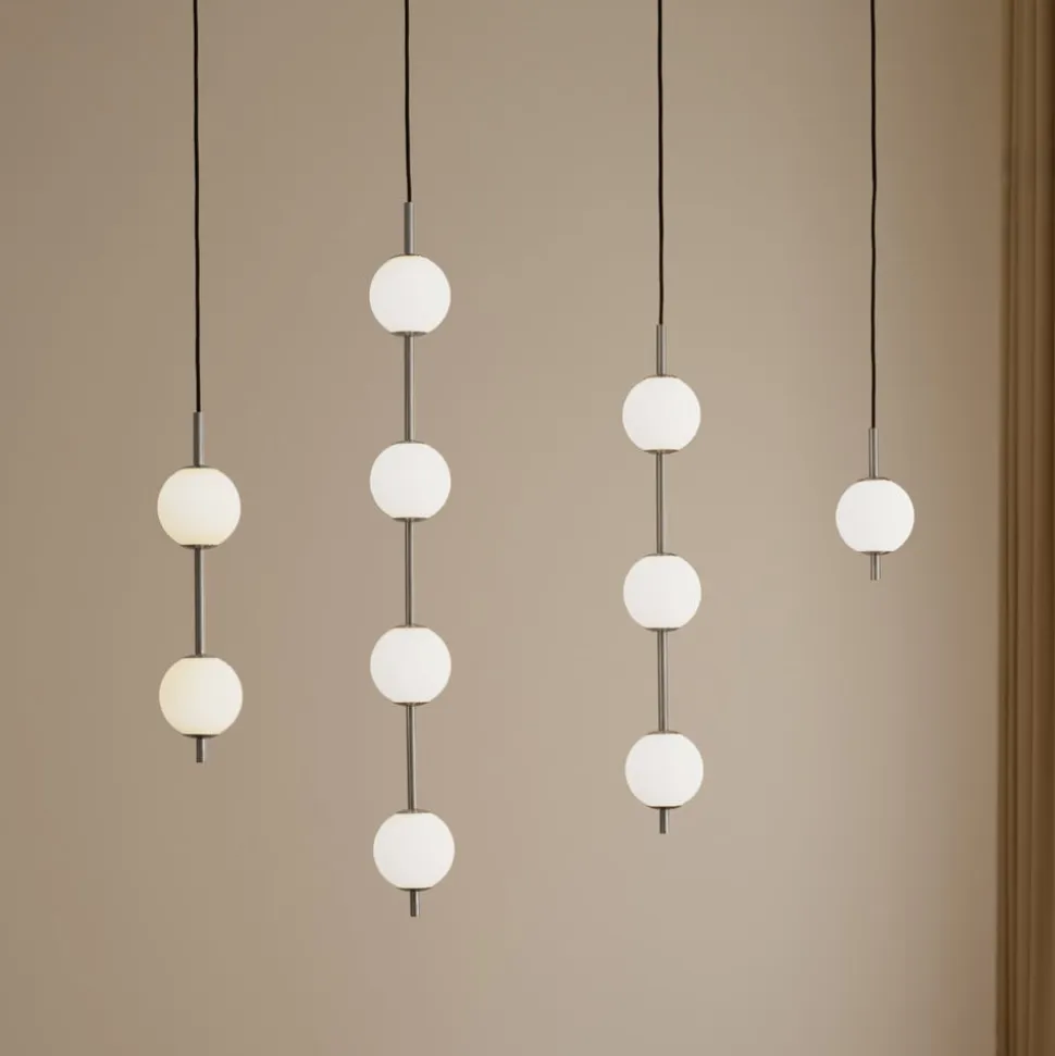 UMAGE LED-hængelampe Audrey, stålfarvet, 3 lyskilder, Ø 12 cm