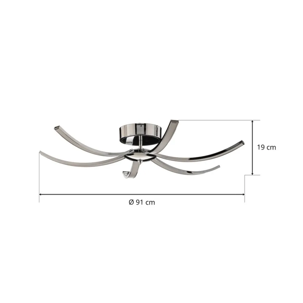 Umbra LED-loftlampe, 6 lyskilder, 91 cm, krom
