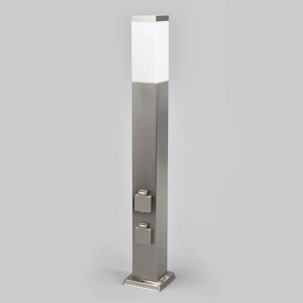 Vejlampe 400166, stål med 2 stikkontakter