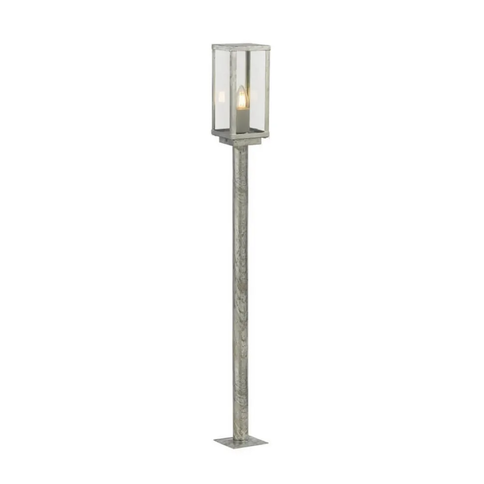 Vejlampe Box II, 90 cm høj, sølv/klar, glas, IP44