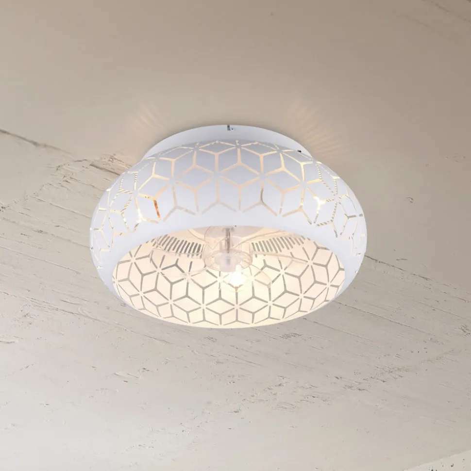 Ventilator med lys Bidar, hvid, DC, støjsvag, 50 cm, fjernbetjening