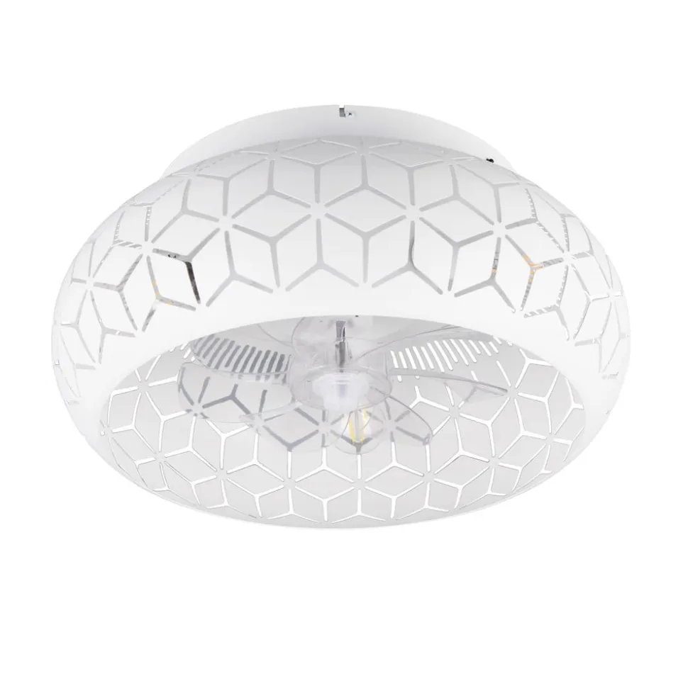 Ventilator med lys Bidar, hvid, DC, støjsvag, 50 cm, fjernbetjening