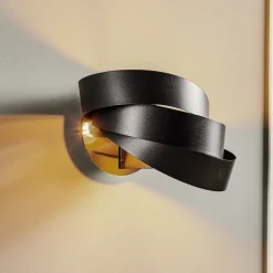 Vento væglampe, sort, E14, metal, 14 cm høj