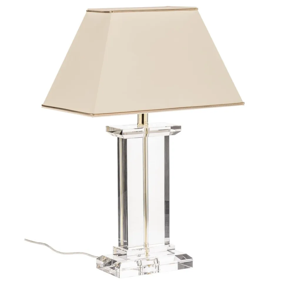 Veronique bordlampe, bred fod, creme/guld