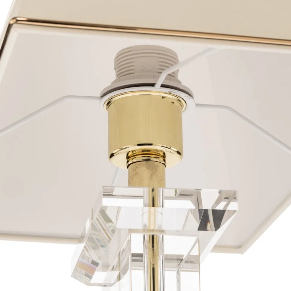 Veronique bordlampe, bred fod, creme/guld