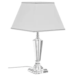 Veronique bordlampe, smal fod, hvid/krom