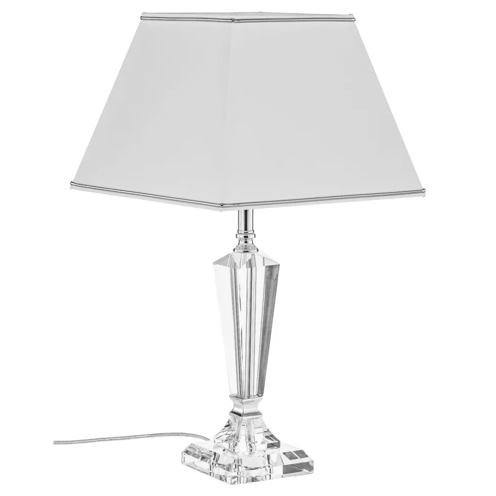 Veronique bordlampe, smal fod, hvid/krom
