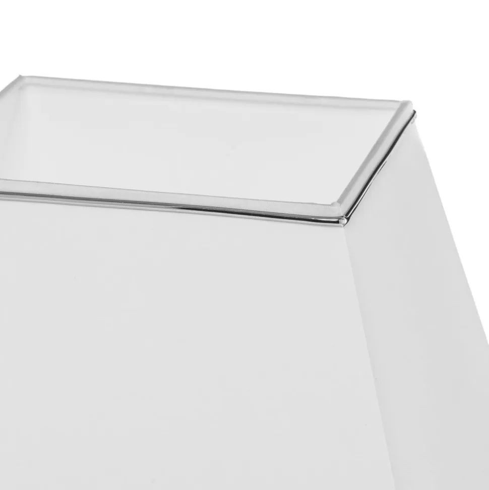 Veronique bordlampe, smal fod, hvid/krom