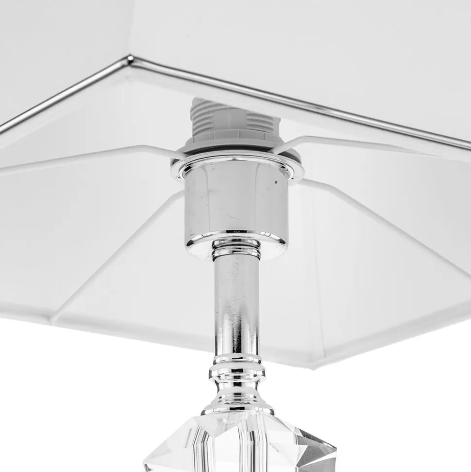 Veronique bordlampe, smal fod, hvid/krom