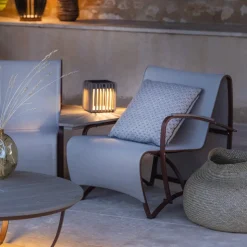 Verti LED solcellebordlampe, teakgrå, 3.000 K, 300 lm