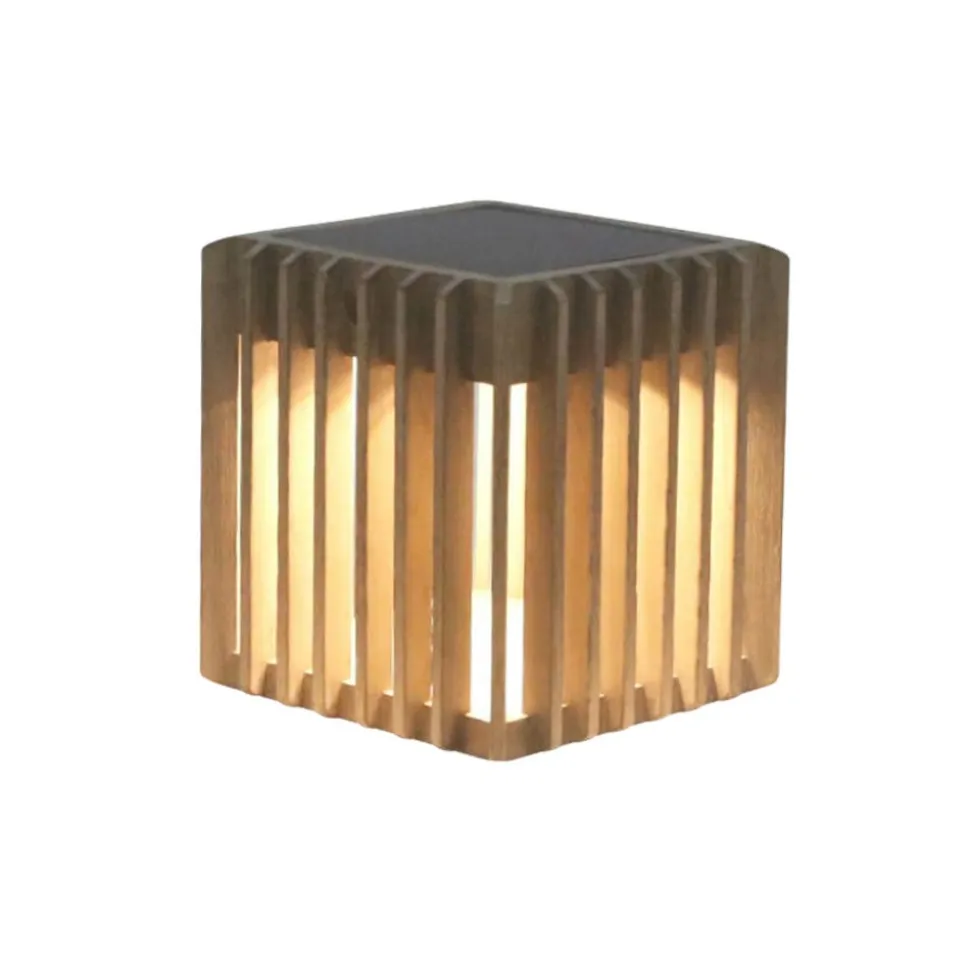 Verti LED solcellebordlampe, teakgrå, 3.000 K, 300 lm