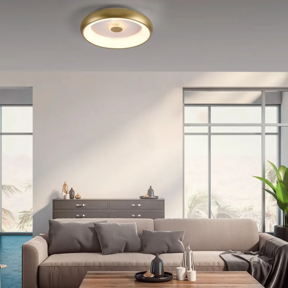 Vertigo LED-loftslampe, CCT, Ø 46,5 cm, messing
