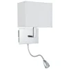 Væglampe 6519 med LED-læselampe, krom