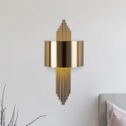 Væglampe 619-A, antik guldfarve, metal, højde 75 cm