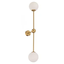 Væglampe Alison, 2 lyskilder, messing/hvid, 89 cm