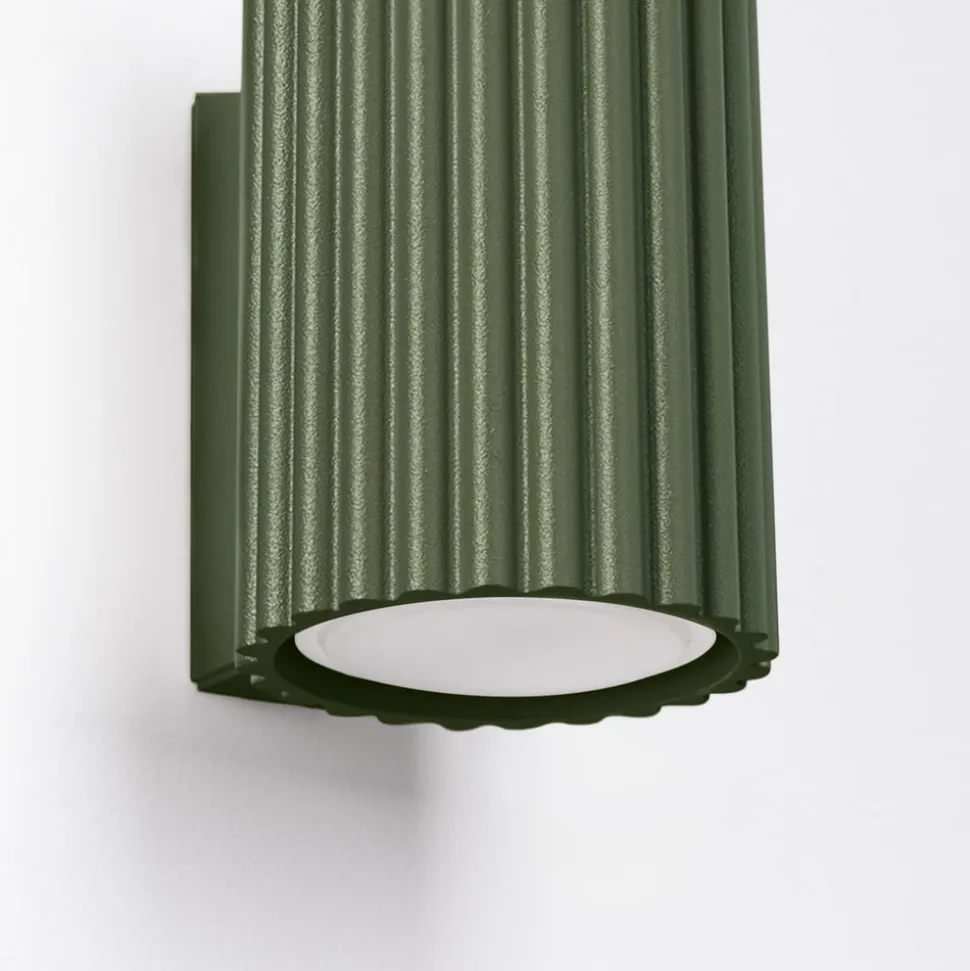 Væglampe ALORA, højde 10 cm, olivengrøn, metal, 1 x GU10