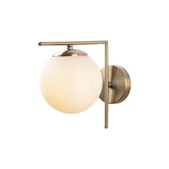 Væglampe 7141-Antique, antik guldfarve, opalglas Ø 10 cm