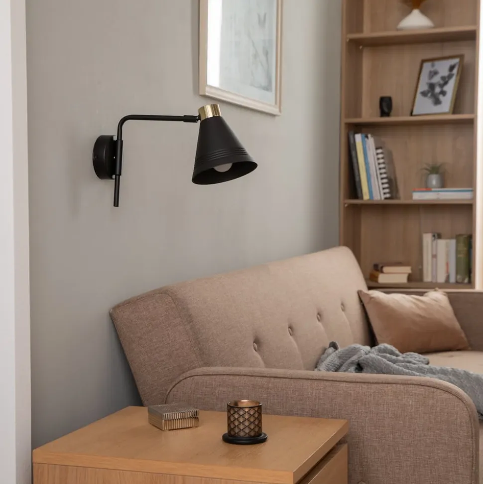 Væglampe Avalone udhæng 34 cm sort/messing