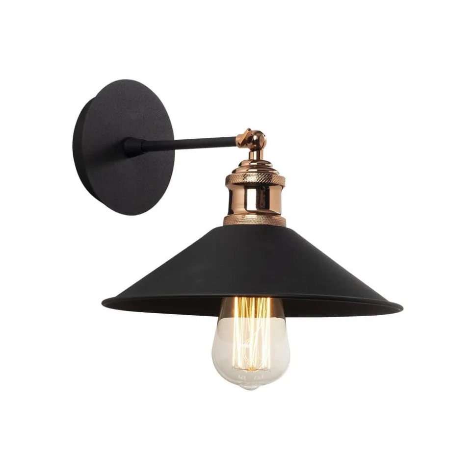 Væglampe Berceste N-663, sort/kobber, jern, Ø 24 cm