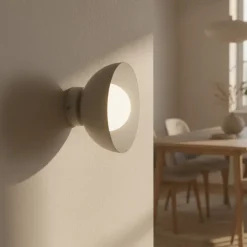 Væglampe Bibi K1, beige, stål/glas, Ø 18 cm