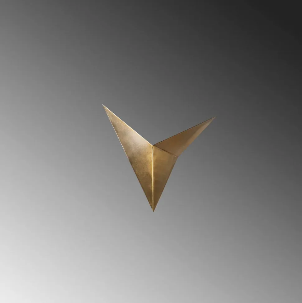 Væglampe Bird 3203, antik guld, metal, trekantet