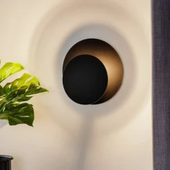 Væglampe Circle i rund form, sort