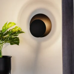 Væglampe Circle i rund form, sort