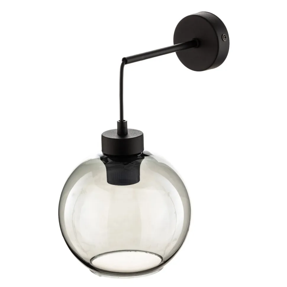 Væglampe Cubus, sort/røggrå, glas, 30 cm høj, E27