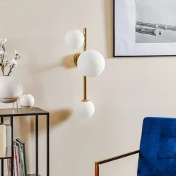 Væglampe Dione, 3 lyskilder, guld