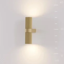 Væglampe DYNAMICS, guldfarvet, højde 23 cm, metal op/ned