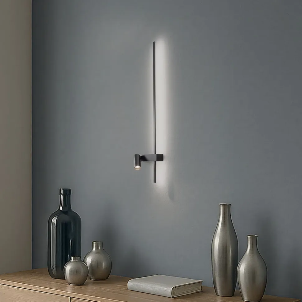 Væglampe EASY RIGHT, sort Bredde 80 cm Metal GU10 + LED