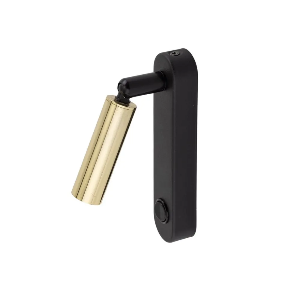Væglampe Enzo Long, sort-guld, 22 cm, justerbar, G9