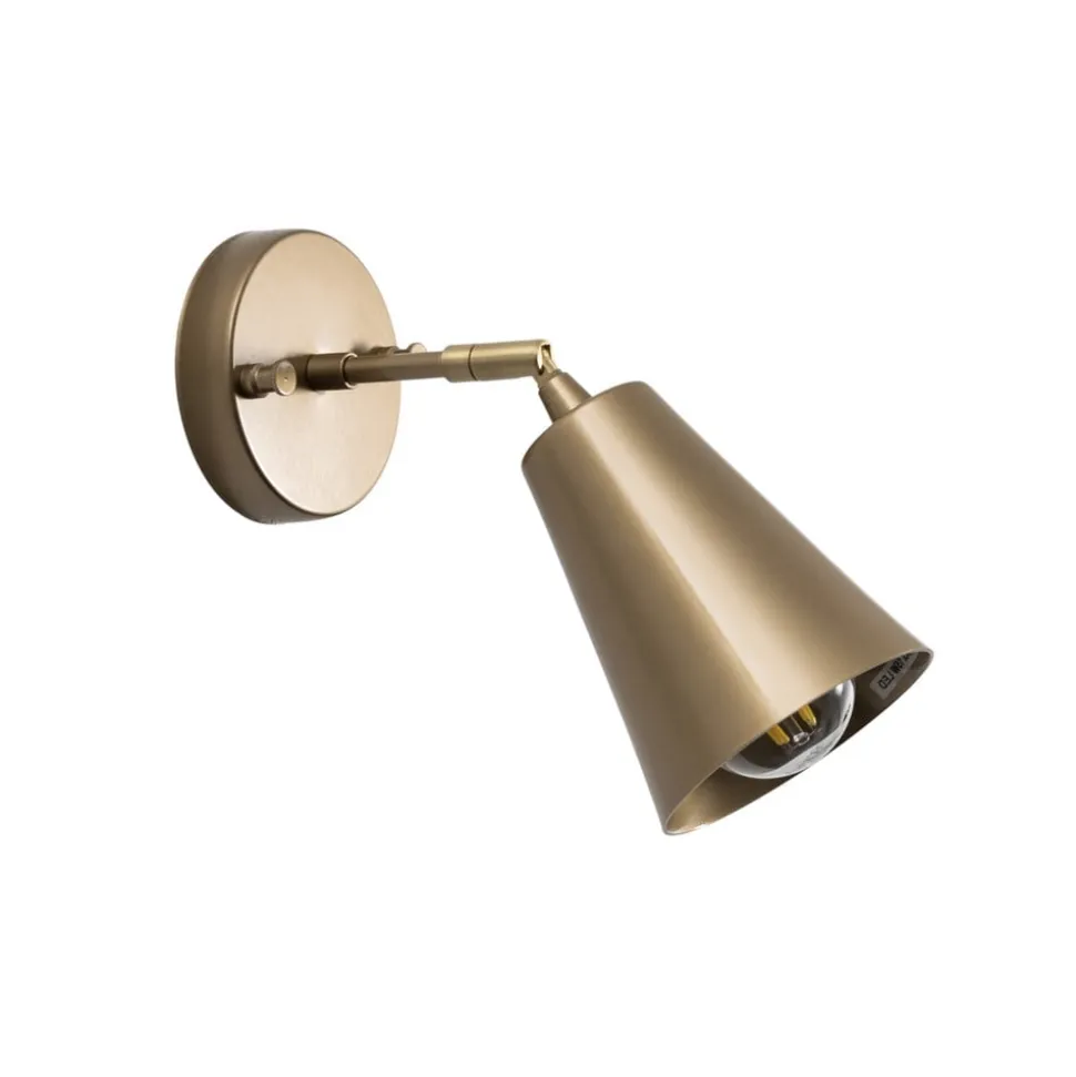 Væglampe Evander, guld, metal, højde 21 cm, E27