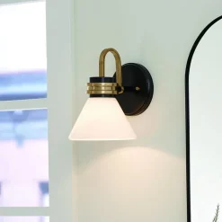 Væglampe Farum 1, sort/bronzefarvet, stål, glas, G9