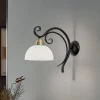 Væglampe Flora, en glasskærm, sort/messing