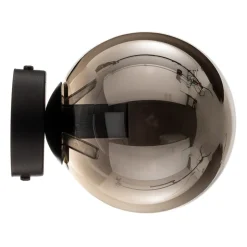 Væglampe Glassy, sort, grafit, glas, E14, Ø 14 cm