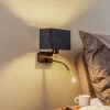 Væglampe Harry, kantet, sort/messing/sort
