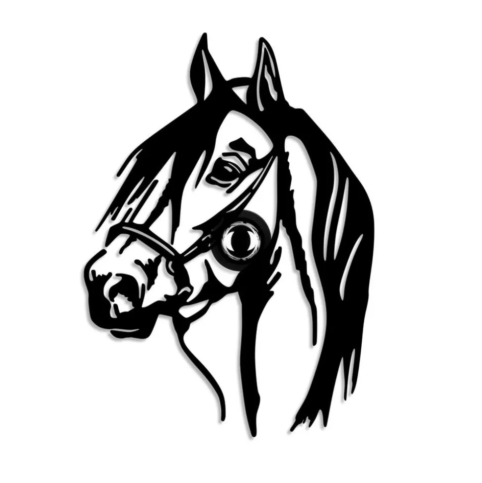 Væglampe Horse, sort, metal, 57 x 41 cm, stikledning