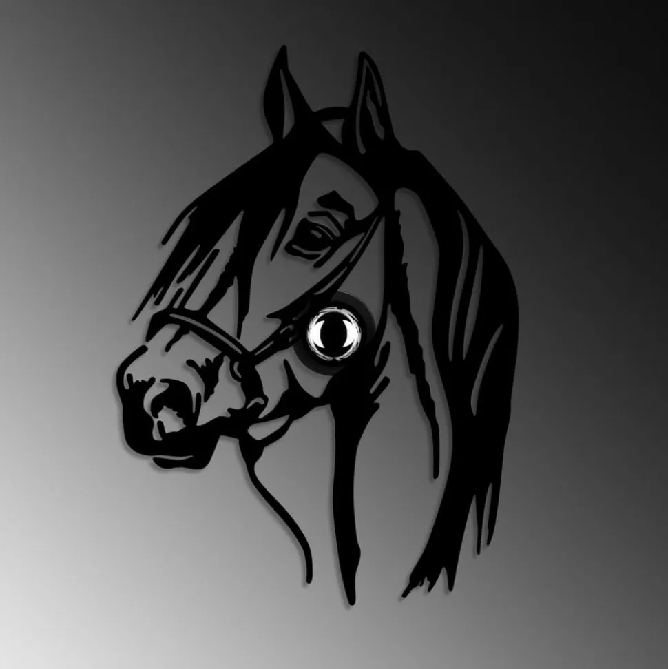 Væglampe Horse, sort, metal, 57 x 41 cm, stikledning