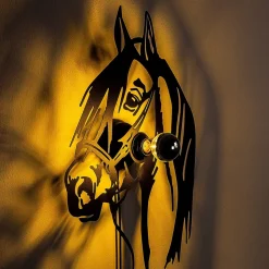 Væglampe Horse, sort, metal, 57 x 41 cm, stikledning