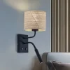 Væglampe Jovin 1 lyskilde med spot, rattan skærm