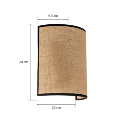 Væglampe Jute&black, naturbrun, halvrund