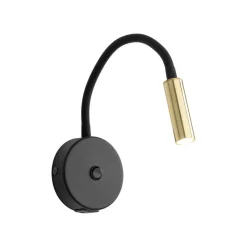 Væglampe Lagos USB, sort/guld, 27 cm, læselampe, G9