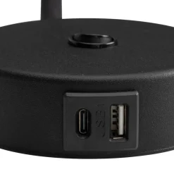 Væglampe Lagos USB, sort/guld, 27 cm, læselampe, G9