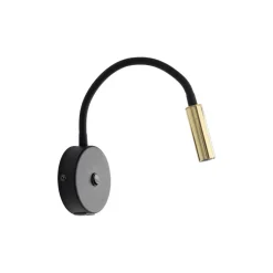 Væglampe Lagos USB, sort/guld, 27 cm, læselampe, G9