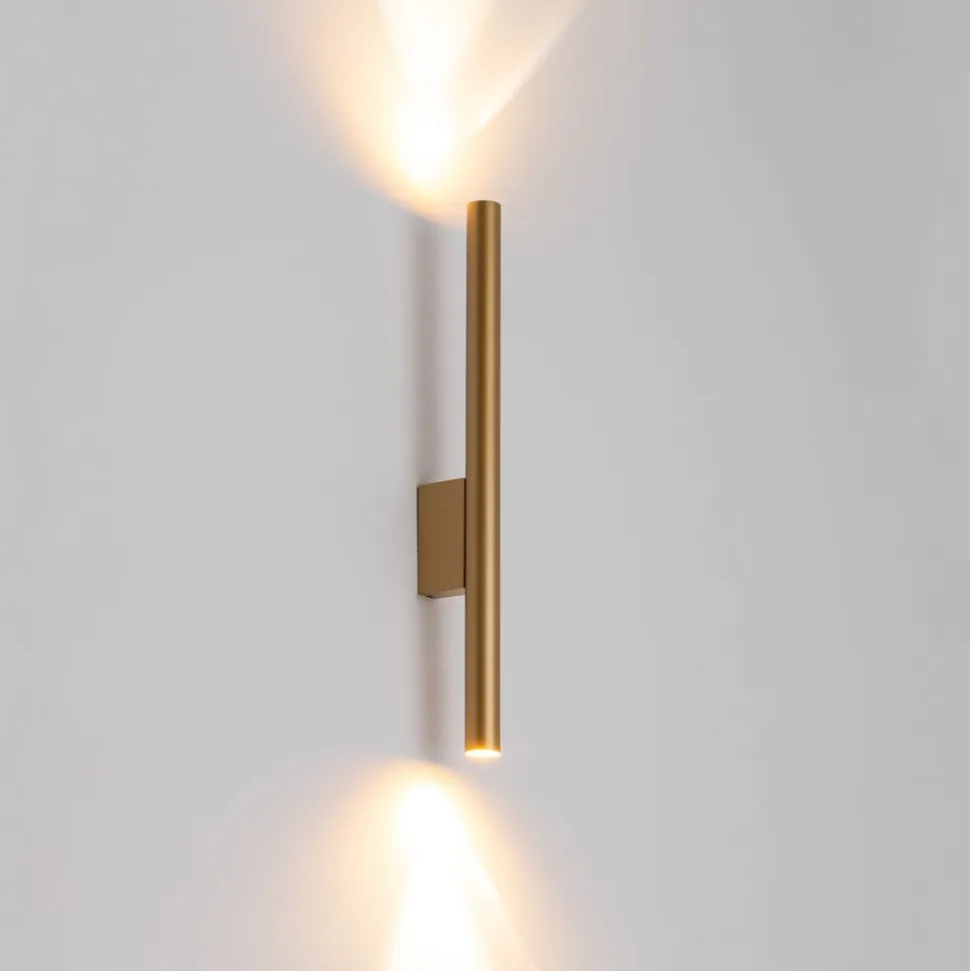 Væglampe Laser, guldfarvet, metal, 40 cm høj, G9