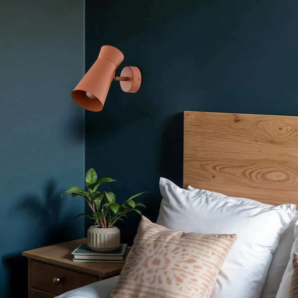 Væglampe Lotta, terracotta, spotlight, stål, justerbar