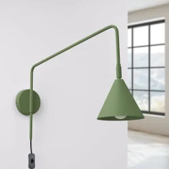 Væglampe LYS, olivengrøn, Ø 14 cm, metal, stik, E14