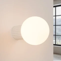 Væglampe ORBI, beige, glas/metal, Ø 12 cm, IP44, G9