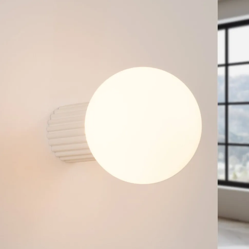 Væglampe ORBI, beige, glas/metal, Ø 12 cm, IP44, G9